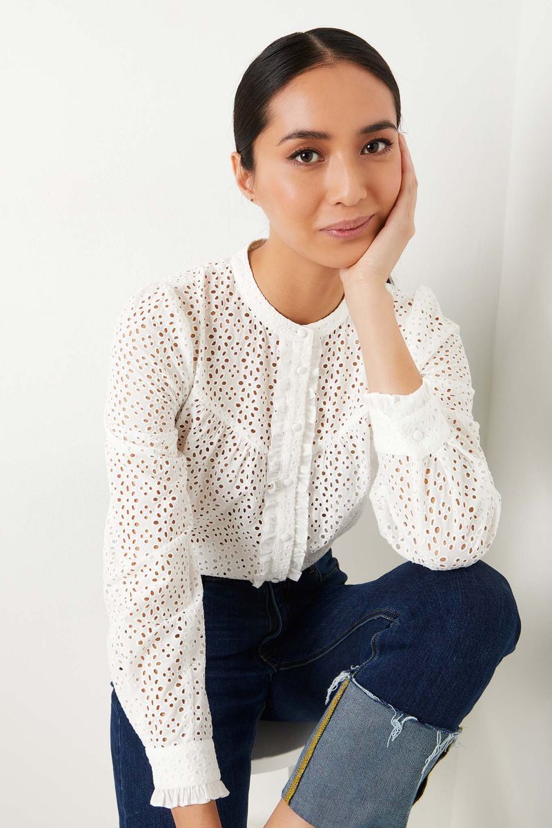 Freida Broderie Blouse - White