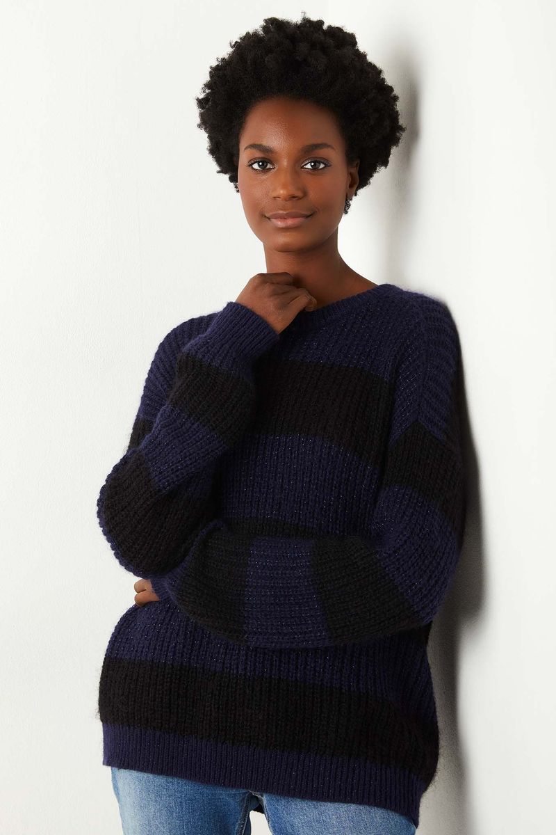 Amara Block Stripe Jumper - Navy/Black
