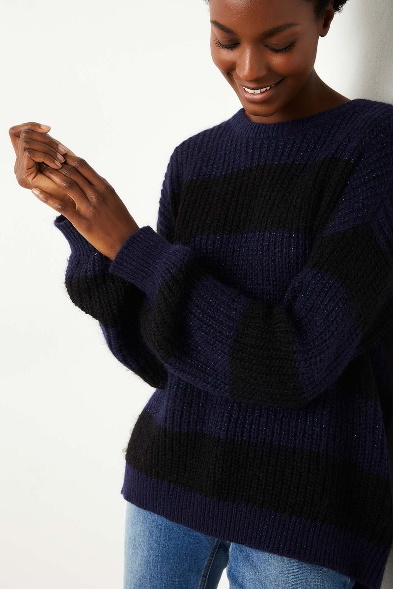 Amara Block Stripe Jumper - Navy/Black