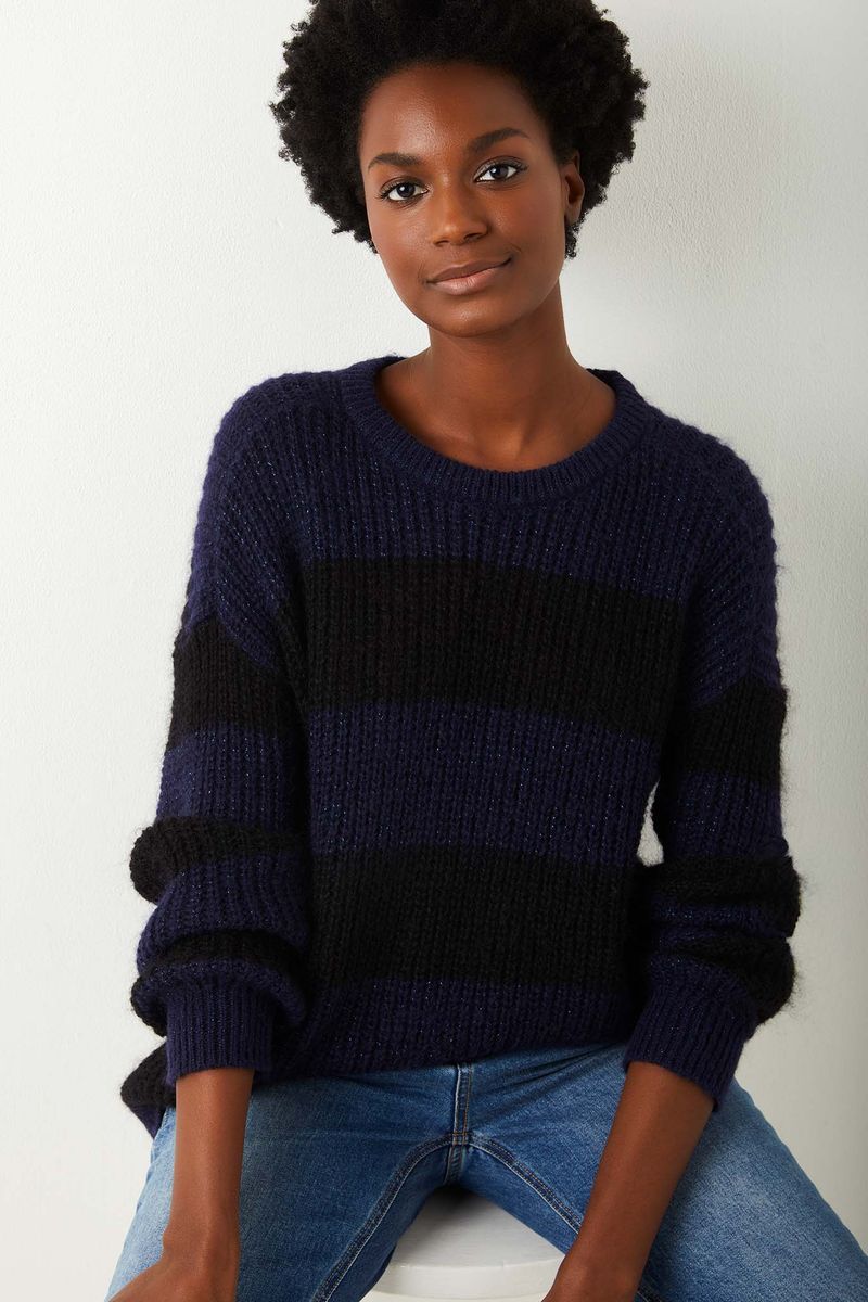 Amara Block Stripe Jumper - Navy/Black