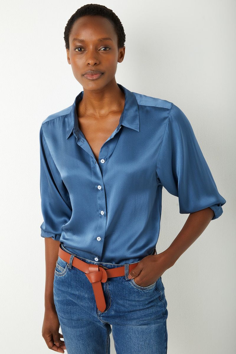 Celeste Silk Shirt - Blue