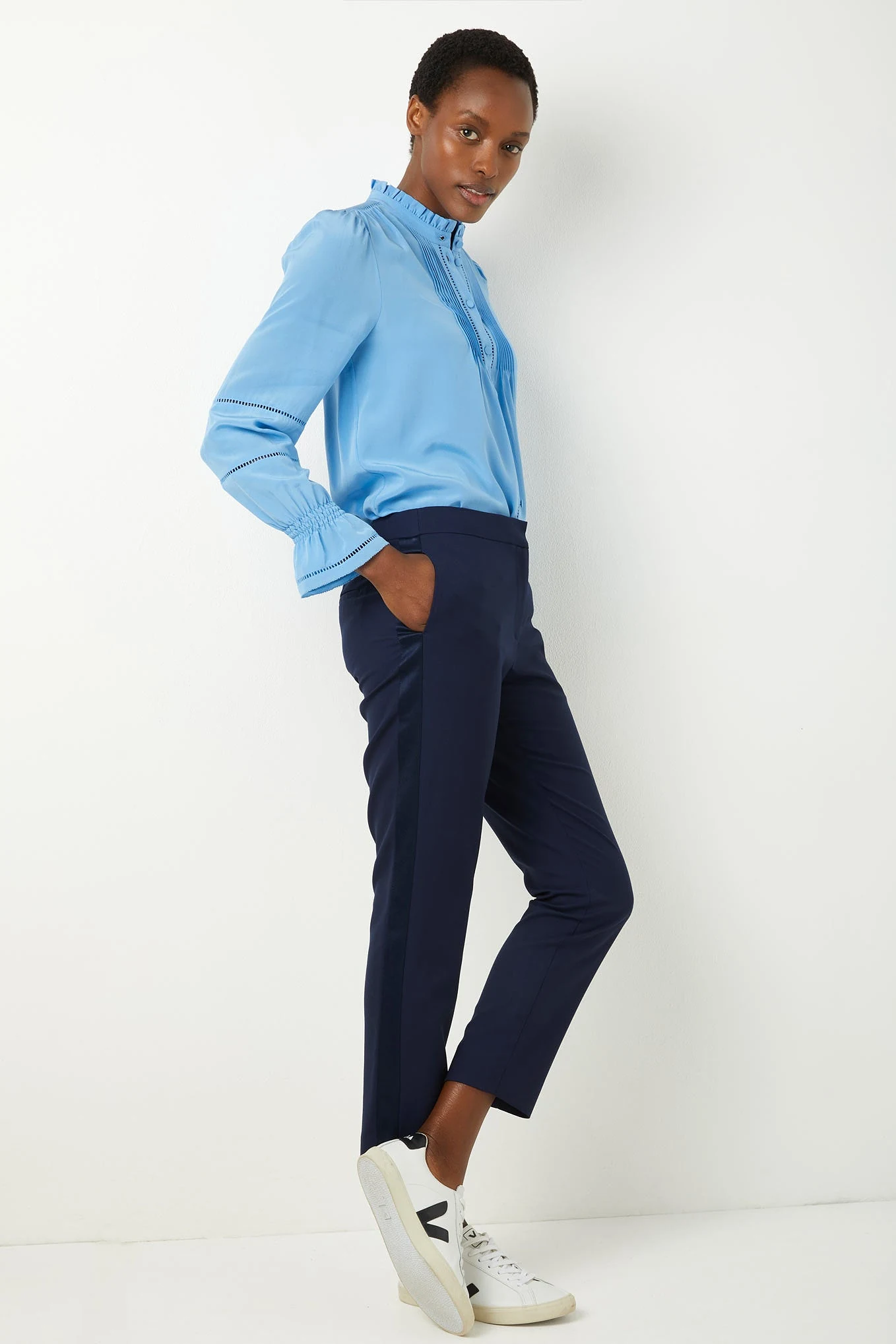 Paris Sandrine Tux Side Stripe Trouser - Midnight Blue