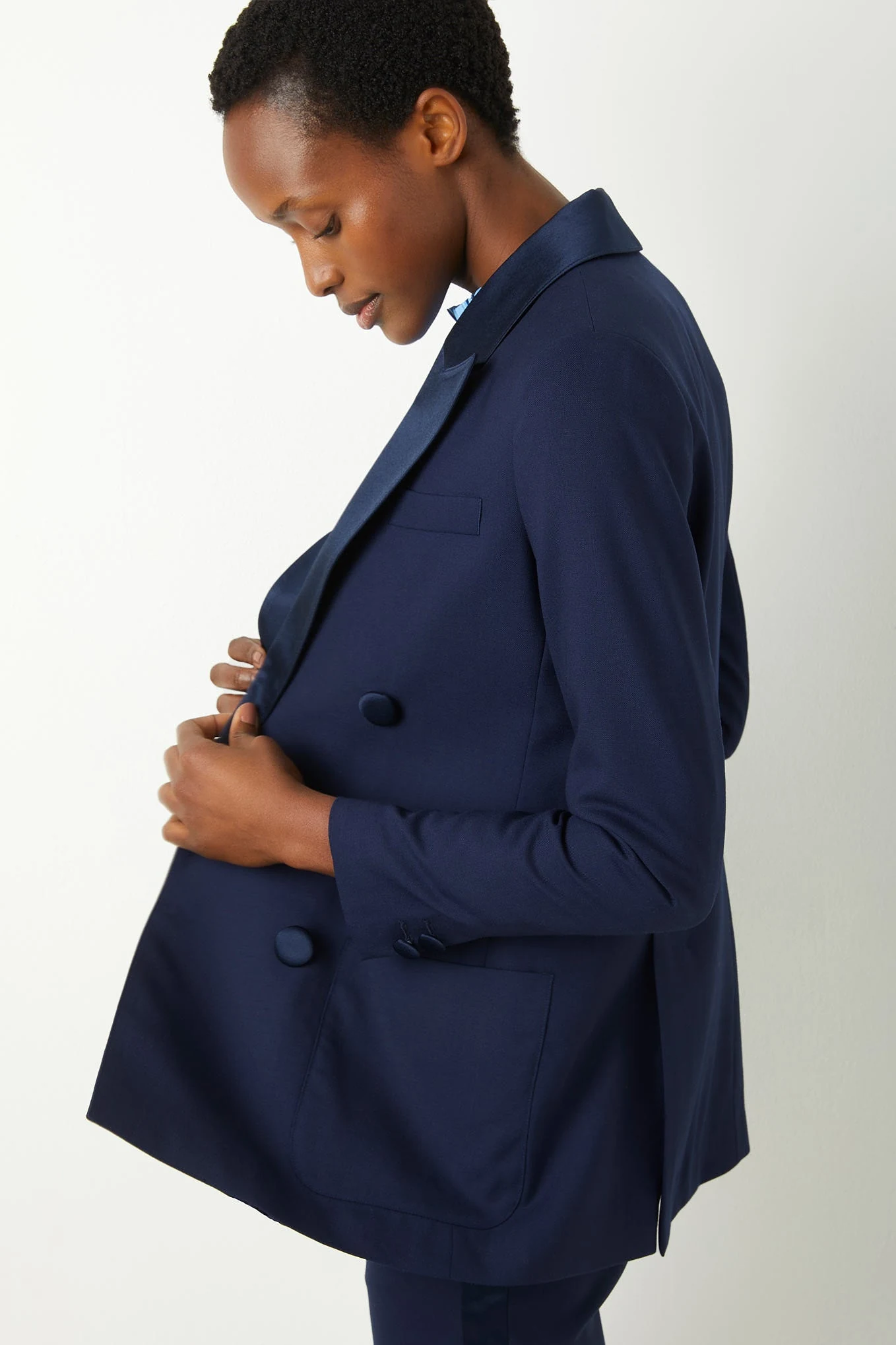 Paris Verity Satin Trim Tux Jacket - Midnight Blue