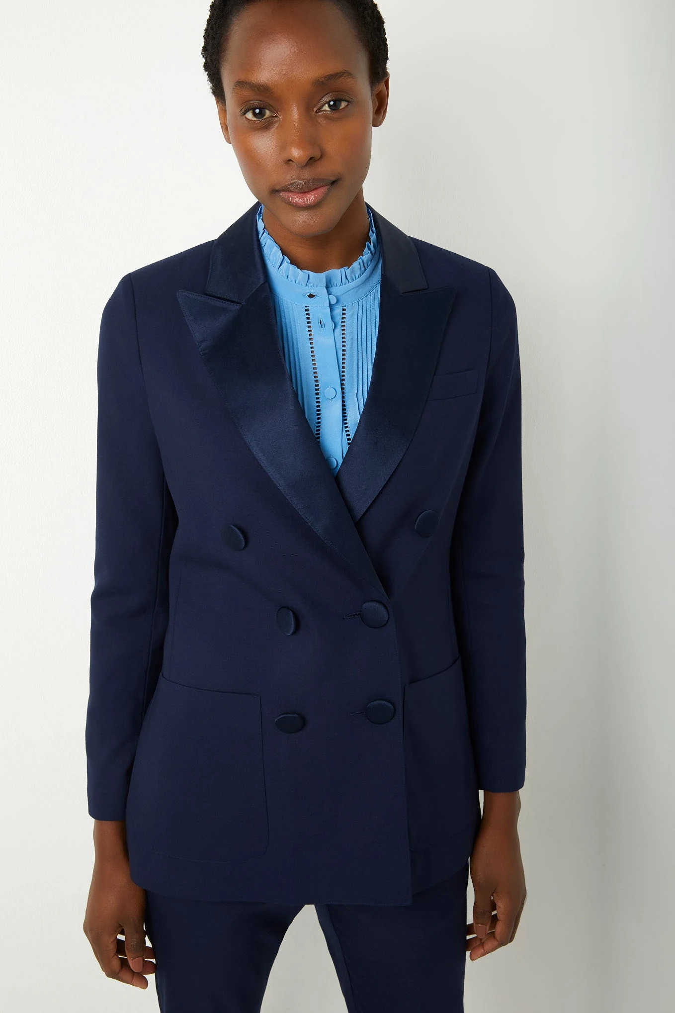 Paris Verity Satin Trim Tux Jacket - Midnight Blue