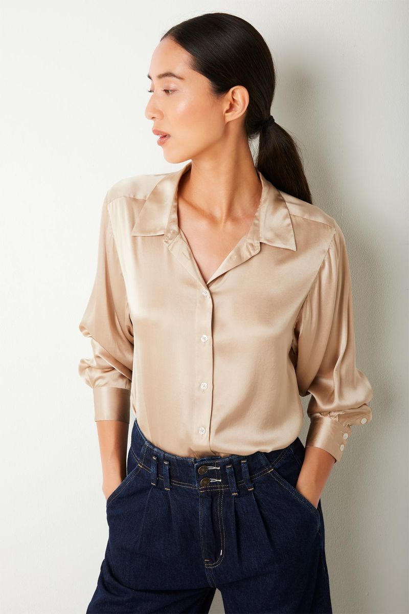 Celeste Silk Shirt - Oyster