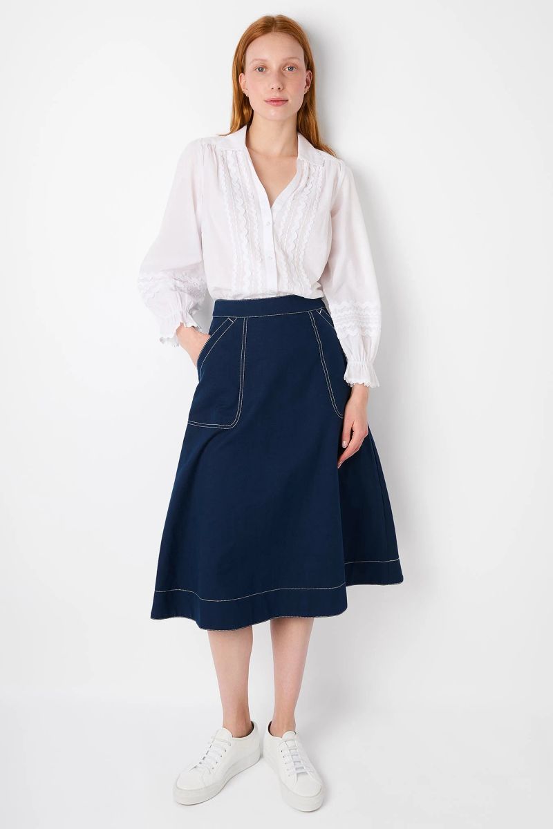 Rose Ric-Rac Trim Shirt - Ivory