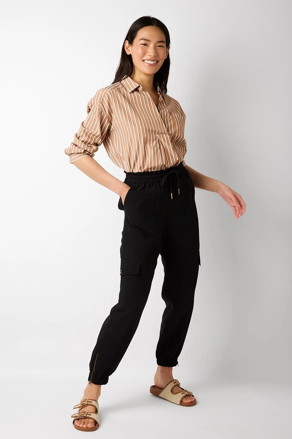 Aniyah Cargo Trouser - Washed Black