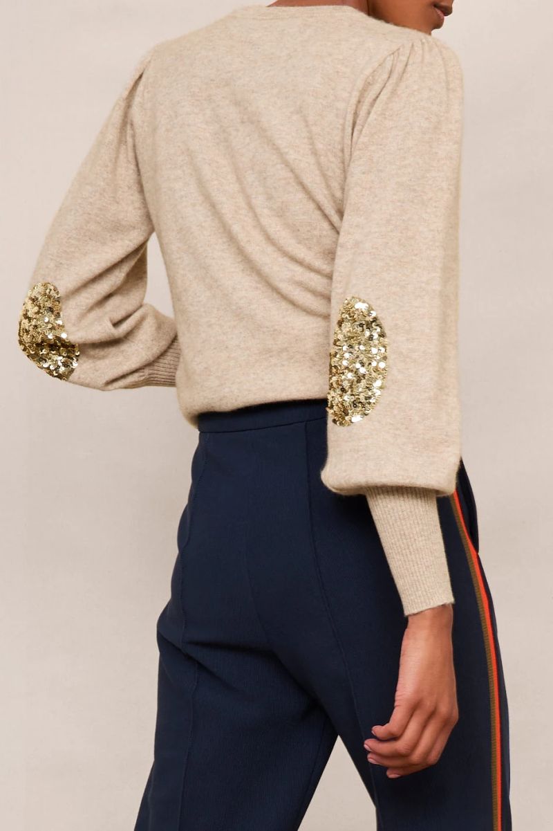 Julieta Sequin Patch Jumper - Taupe