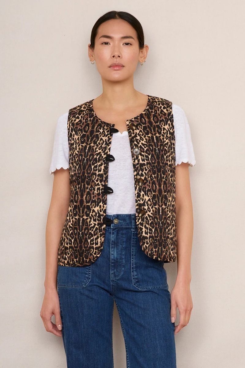 Andy Quilted Gilet - Leopard