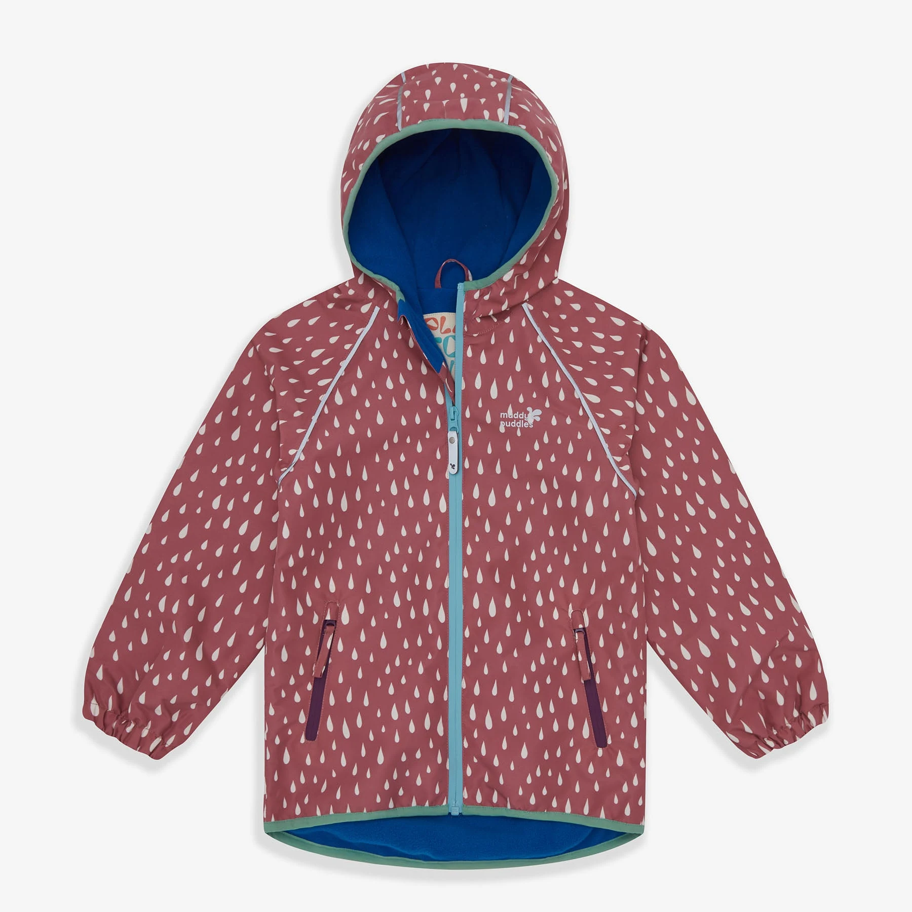 EcoSplash Waterproof Fleece Lined Jacket Pink Raindrop