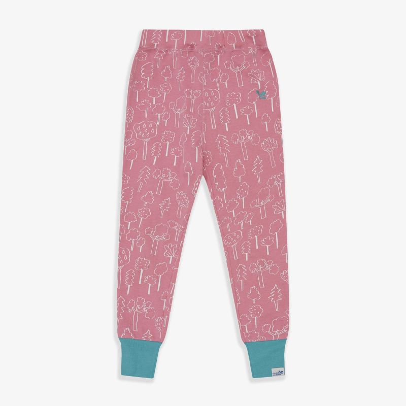 Kids Thermal Leggings Pink Forest