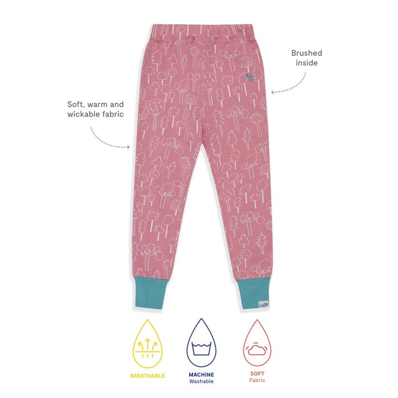 Kids Thermal Leggings Pink Forest