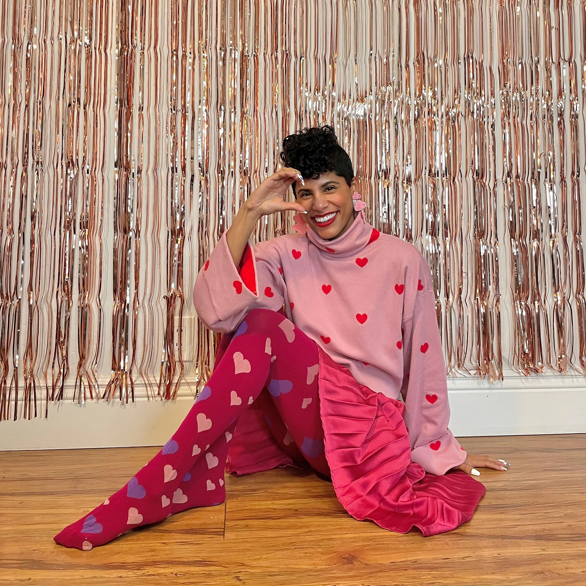 Pink tights with hearts