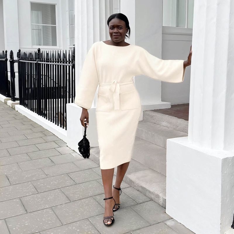 Mini Knitted Cocoon Dress - Oatmeal