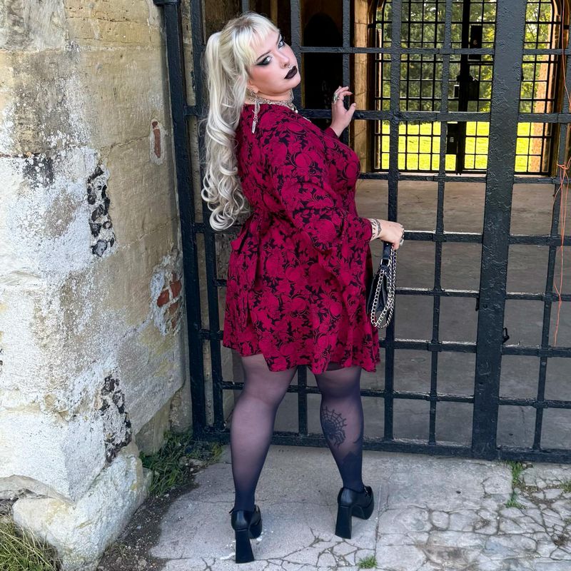 Danu Bell Sleeve Mini Dress - Blood Red