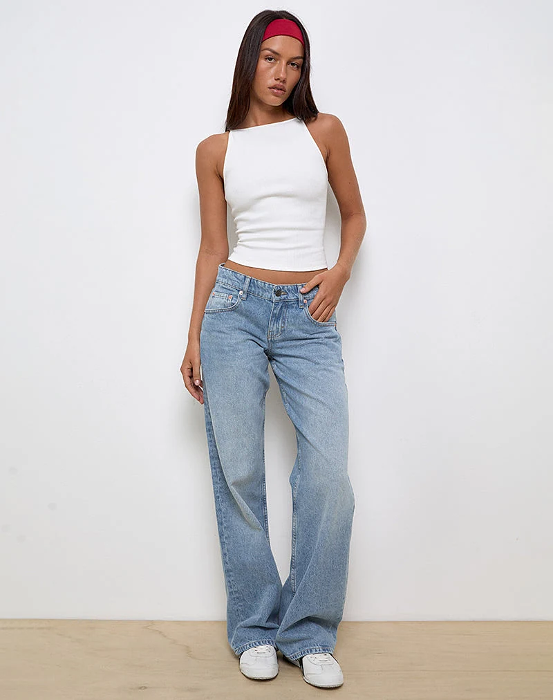 Low Rise Parallel Jeans In Bright Blue Used - W26 L32