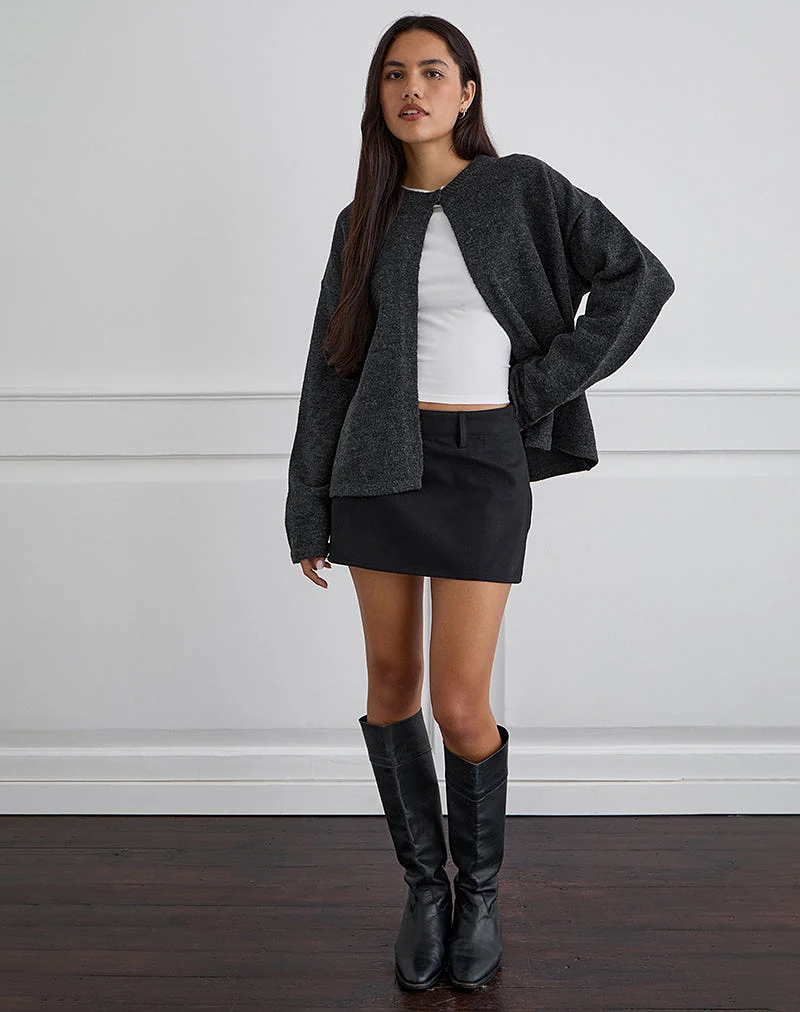 Carlin Mini Skirt in Twill Black - L