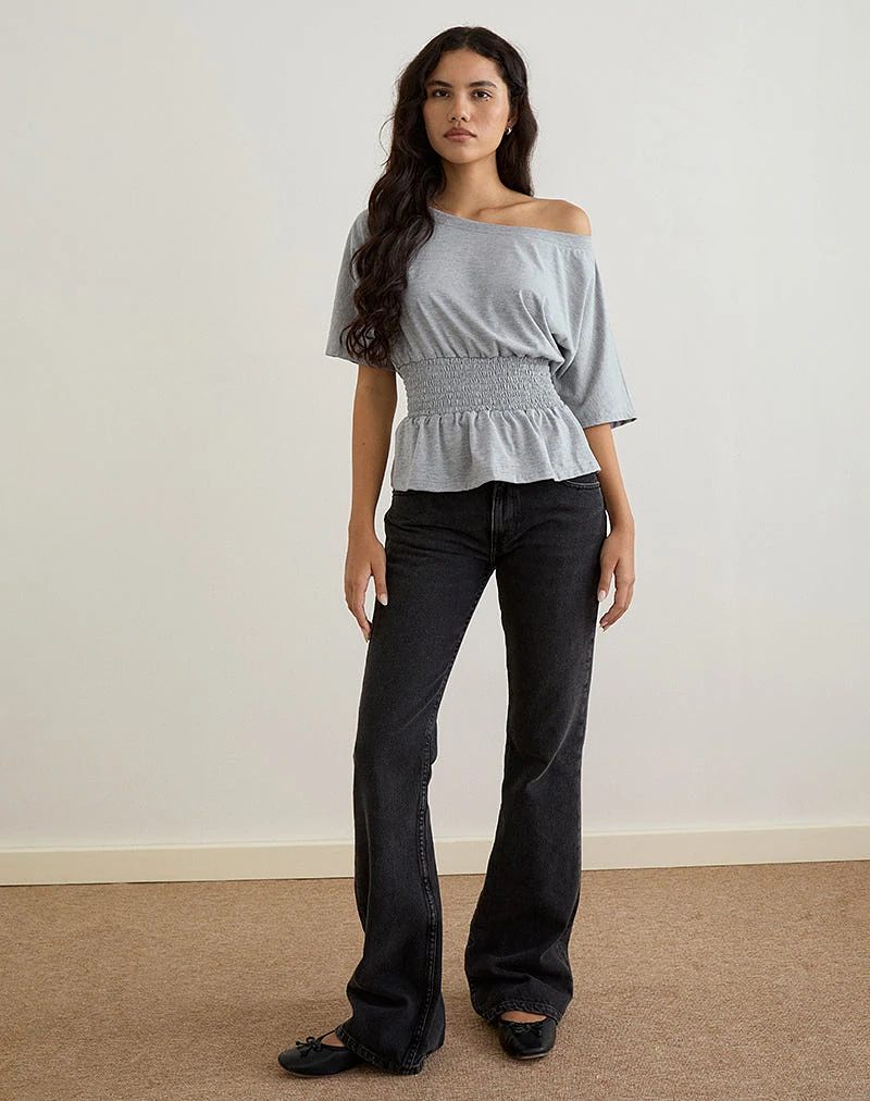 Domani Off the Shoulder Top in Grey Marl - XXS