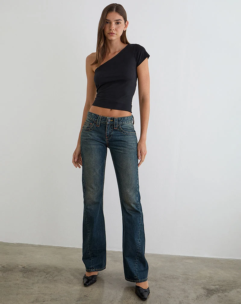 Low Rise Twisted Seam Jeans in Dirty Green - W28 L32