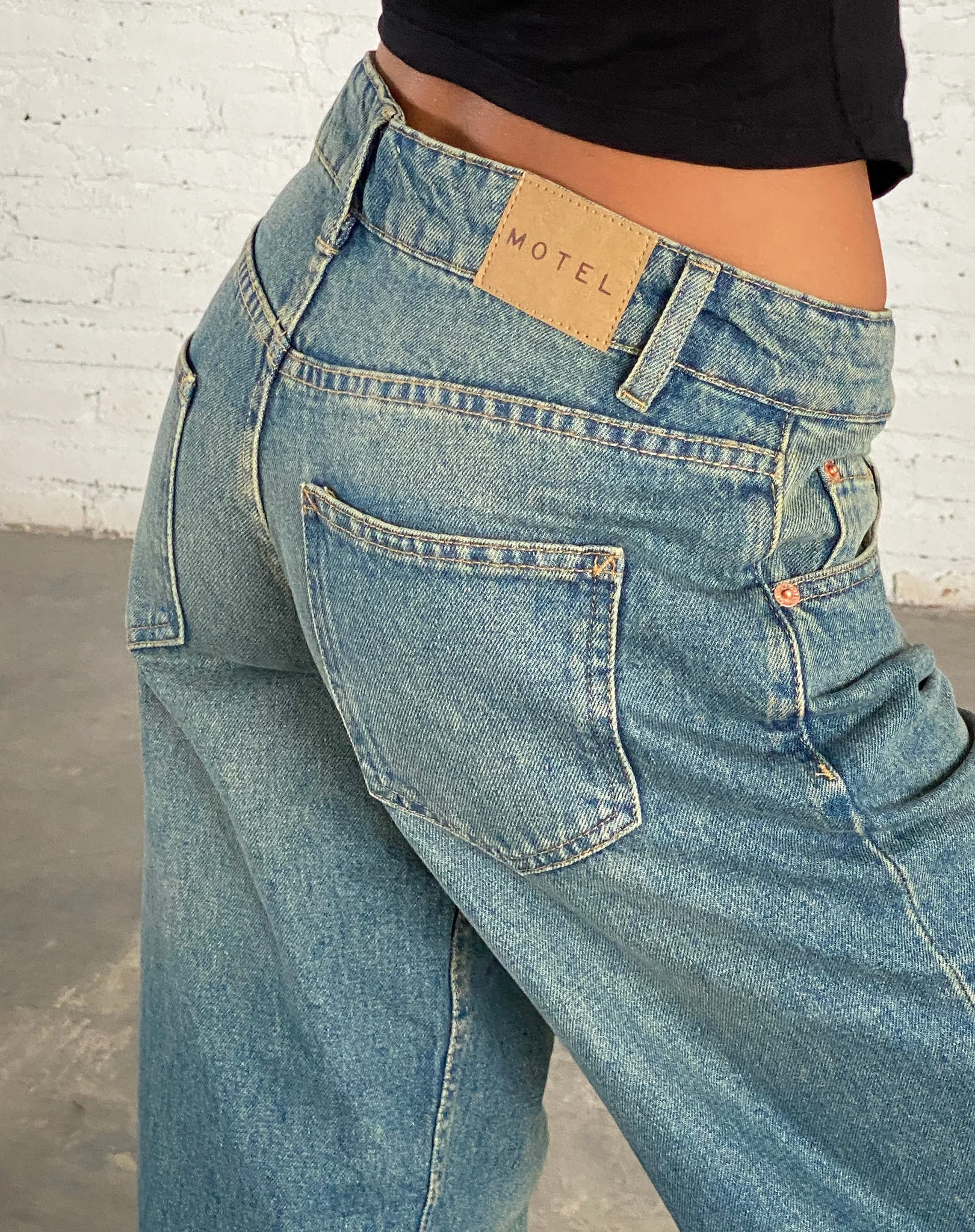 Low Rise Parallel Jeans in Vintage Blue Green - W34 L30