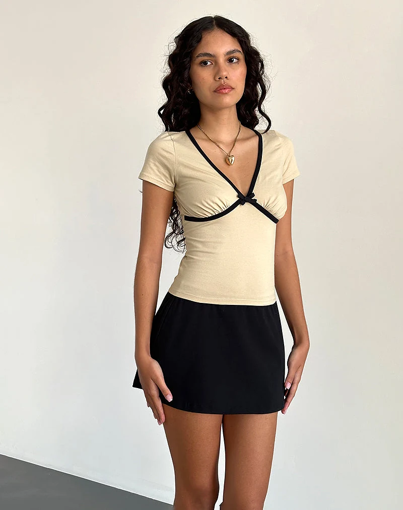 Tasina Top in Coconut Milk with Black Binding - XXS