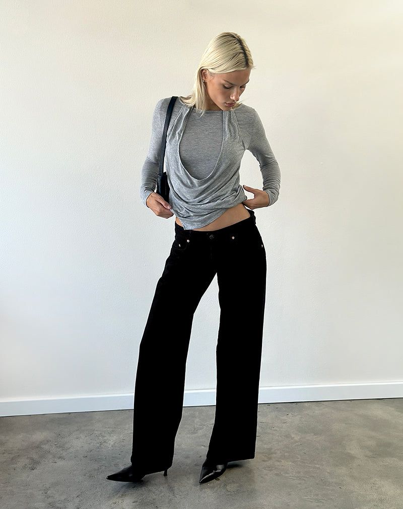 Low Rise Roomy Jeans in Rinse Black