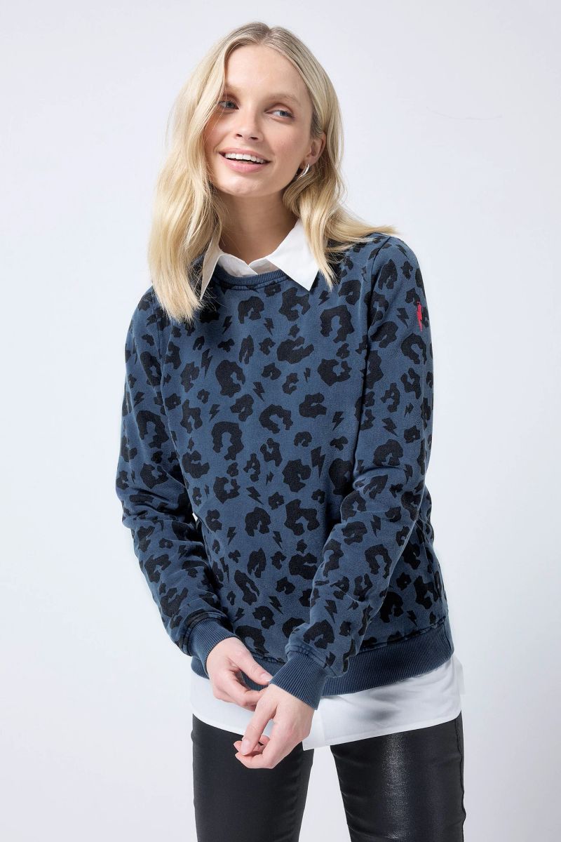 Washed Navy with Black Leopard Classic Archive Sweatshirt - 18 / Navy