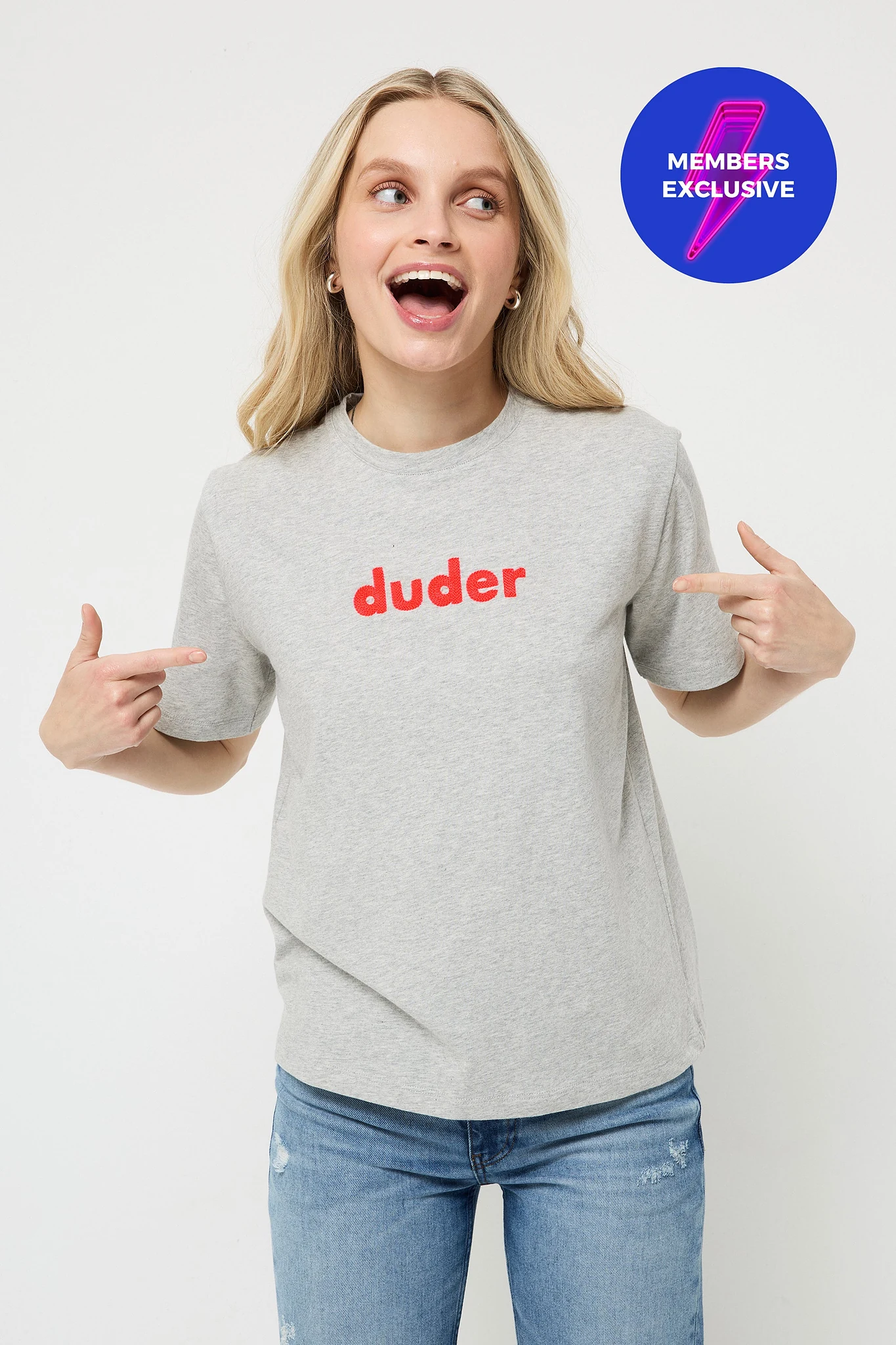 Grey Marl Duder Embroidery T-Shirt