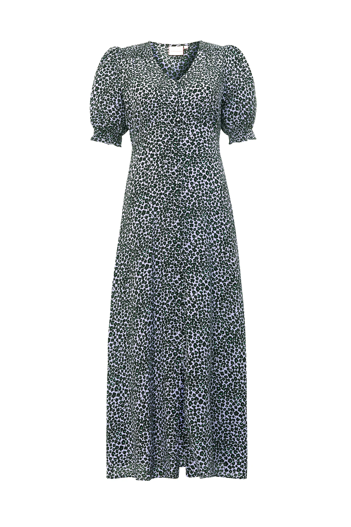 Lilac Mini Leopard Flute Sleeve Midi Tea Dress