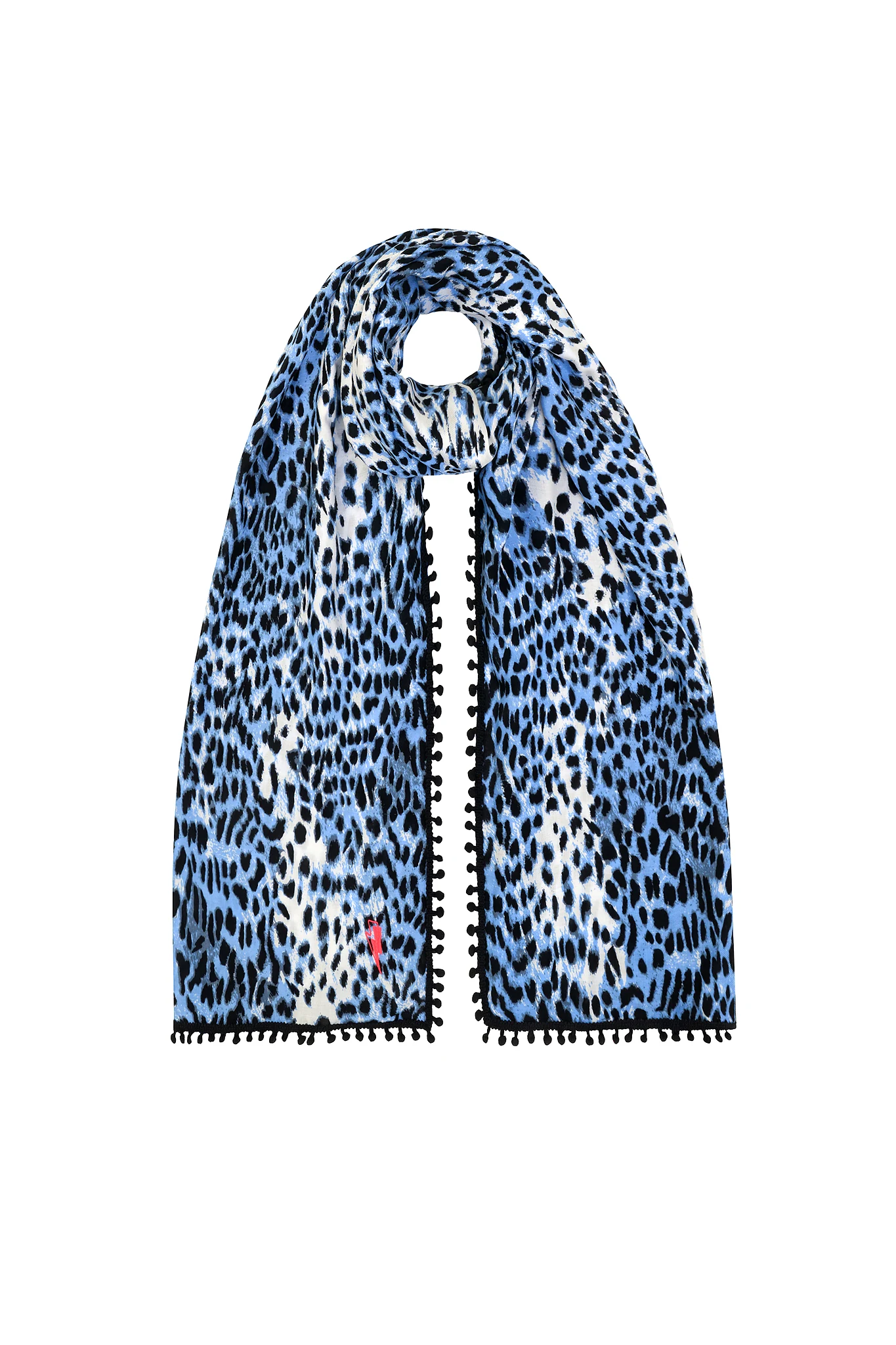 Scamp & Dude x Lauren Laverne White with Blue and Grey Cheetah Charity Super Scarf