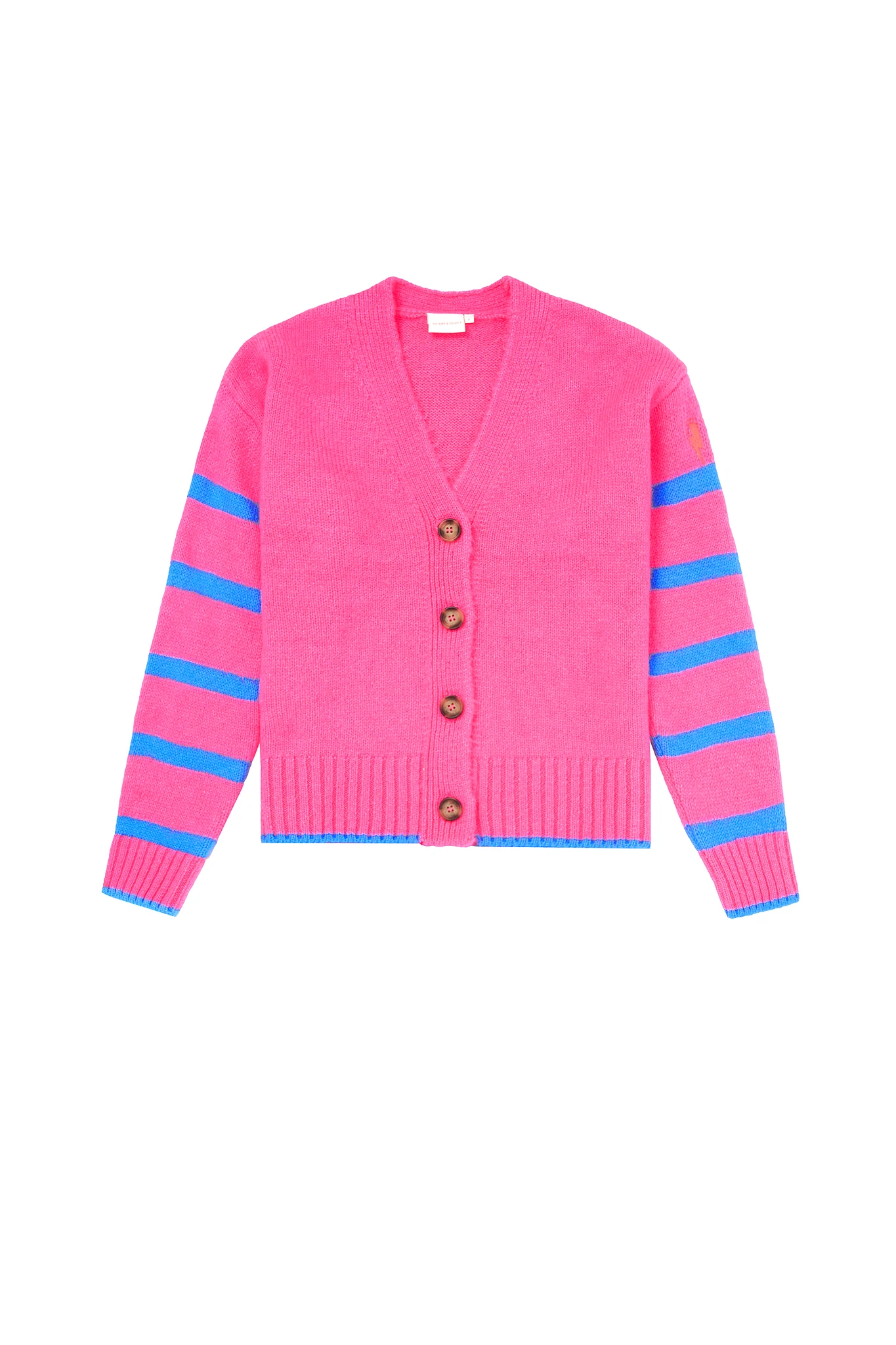 Neon Pink with Blue Stripe Cardigan - 14 / Pink