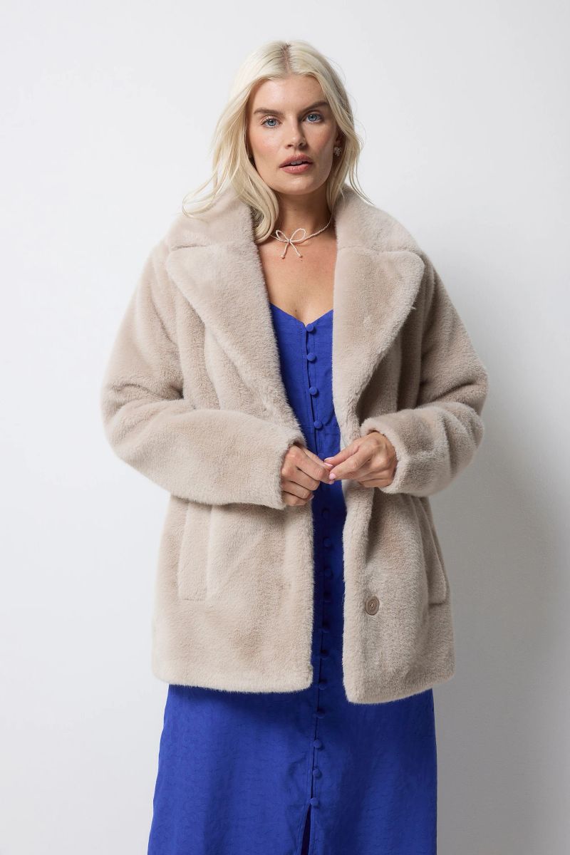 Cream Faux Fur Coat - 12 / Cream