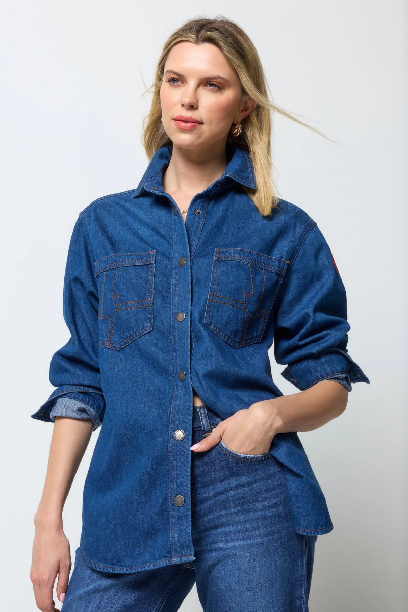 Camisa Denim Índigo Lavado Medio Relajado