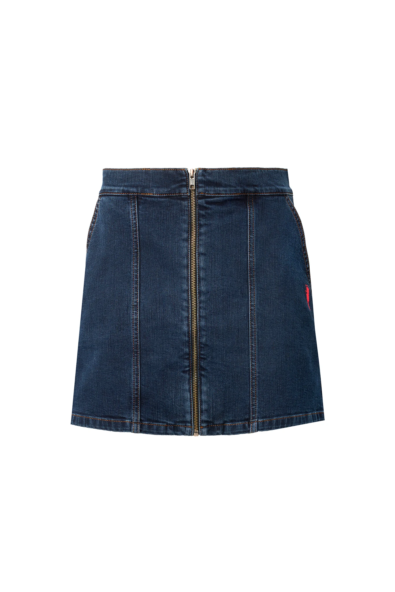 Dark Indigo Zip Front Denim Mini Skirt