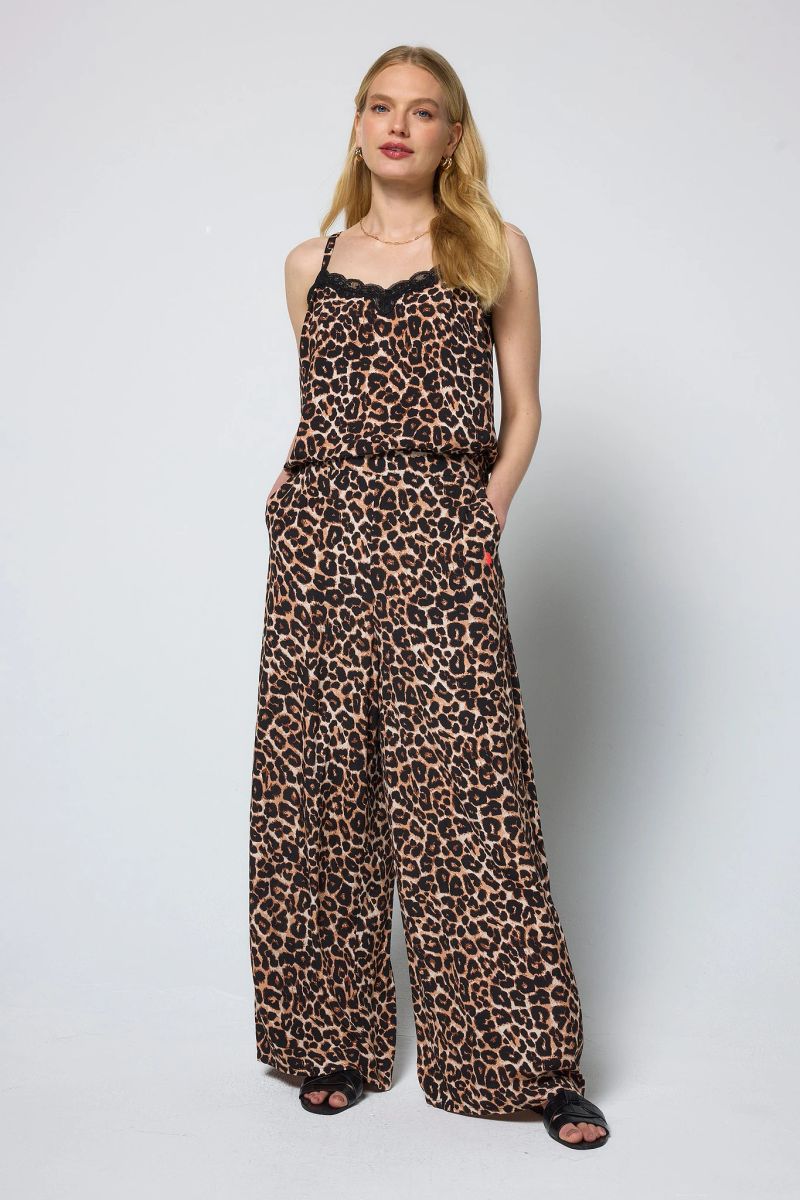 Neutral Jaguar Wide Leg Trousers - 14 / Regular / Neutral