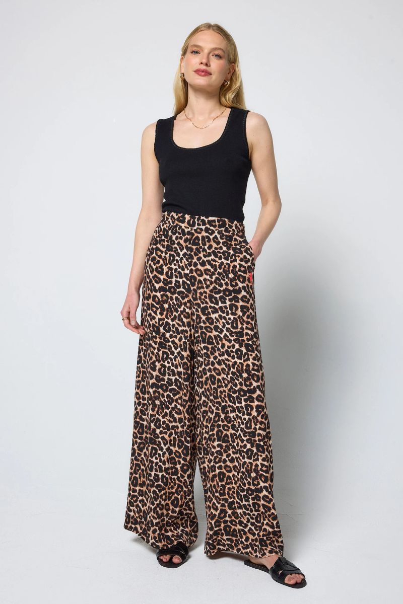 Neutral Jaguar Wide Leg Trousers - 14 / Regular / Neutral