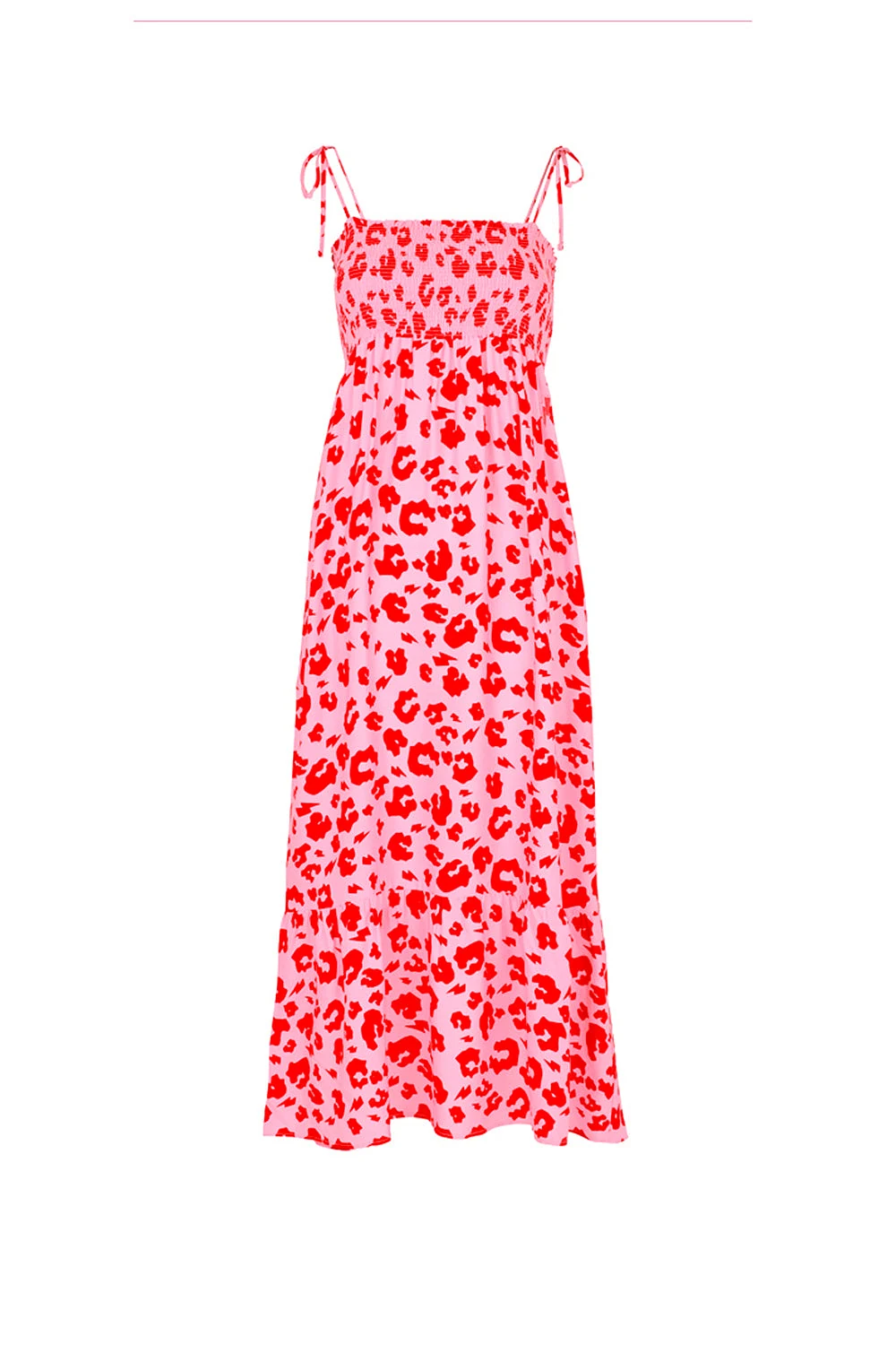 Pink with Red Leopard Strappy Dress