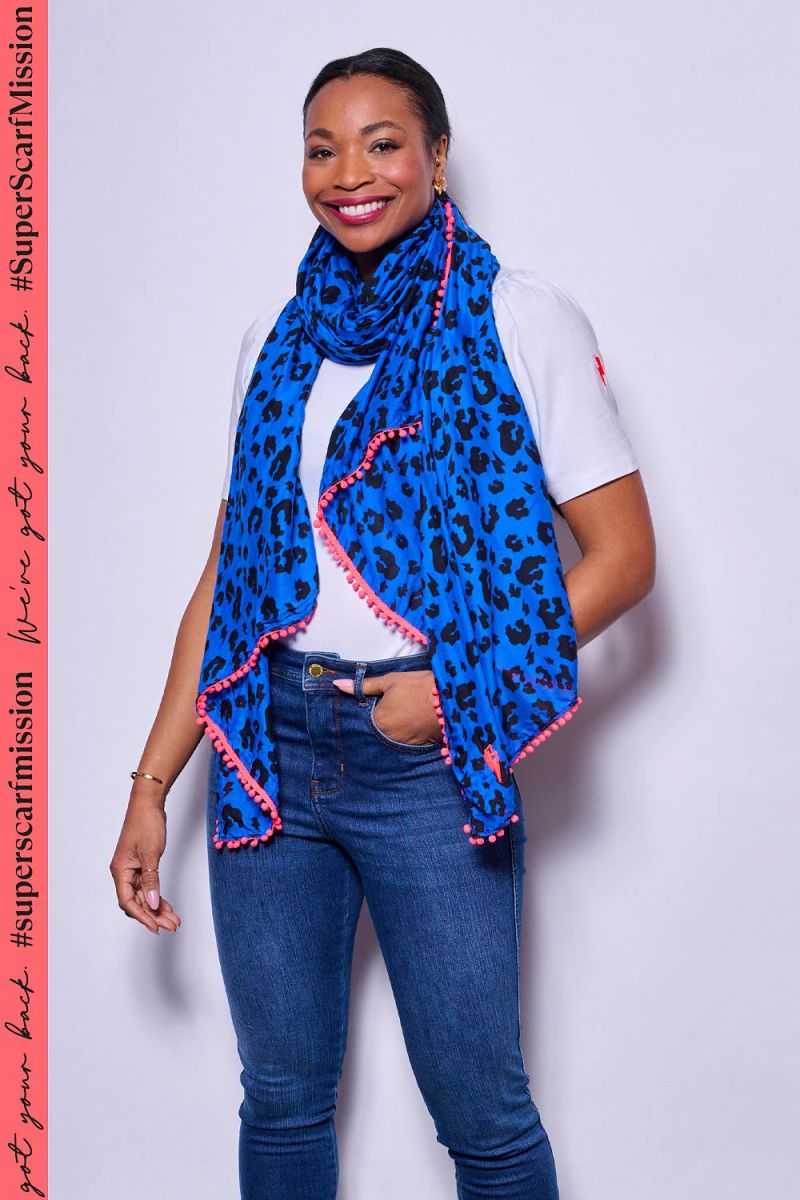 Blauw met Zwart Luipaard Charity Super Sjaal