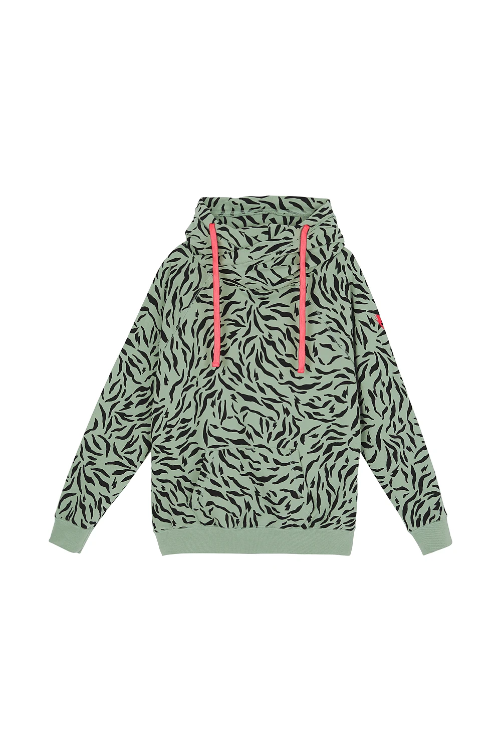Khaki Zebra Cowl Neck Hoodie