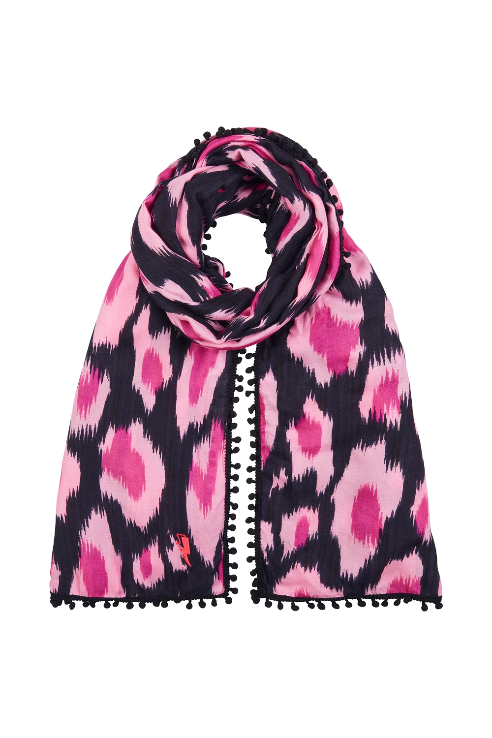 Black with Hot Pink and Pink Leopard Ikat Charity Super Scarf