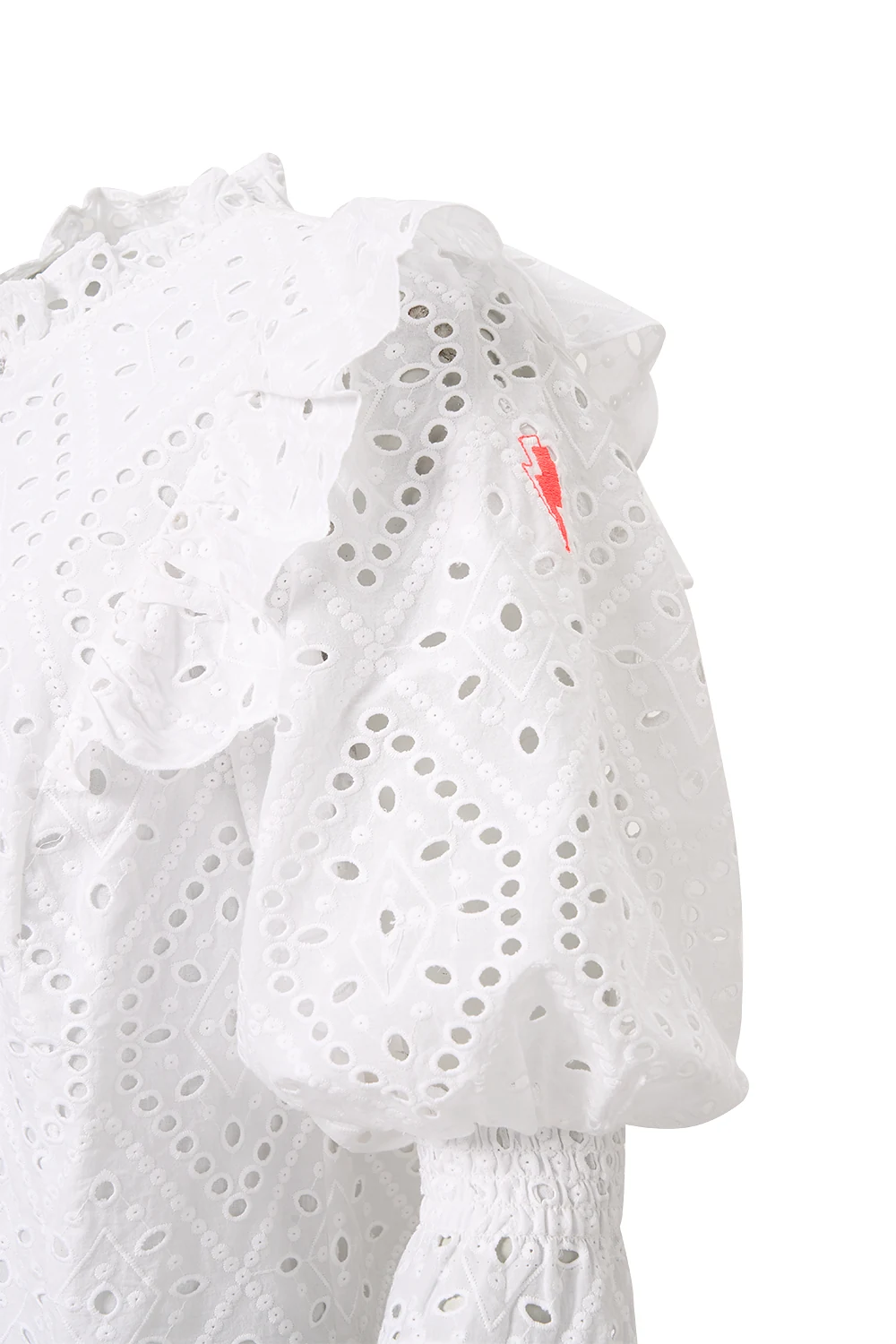 White Broderie Anglaise Frill Sleeve Blouse