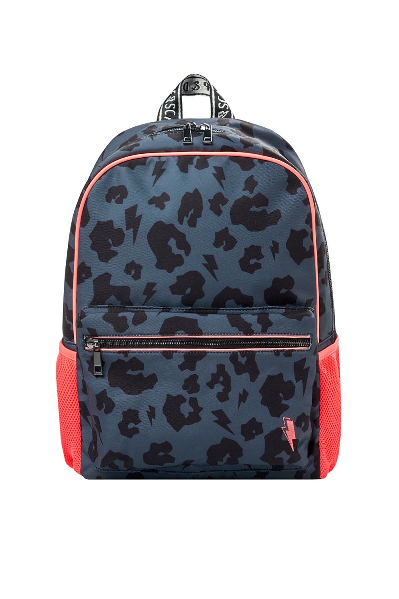 Gris con Mochila Leopardo Negro