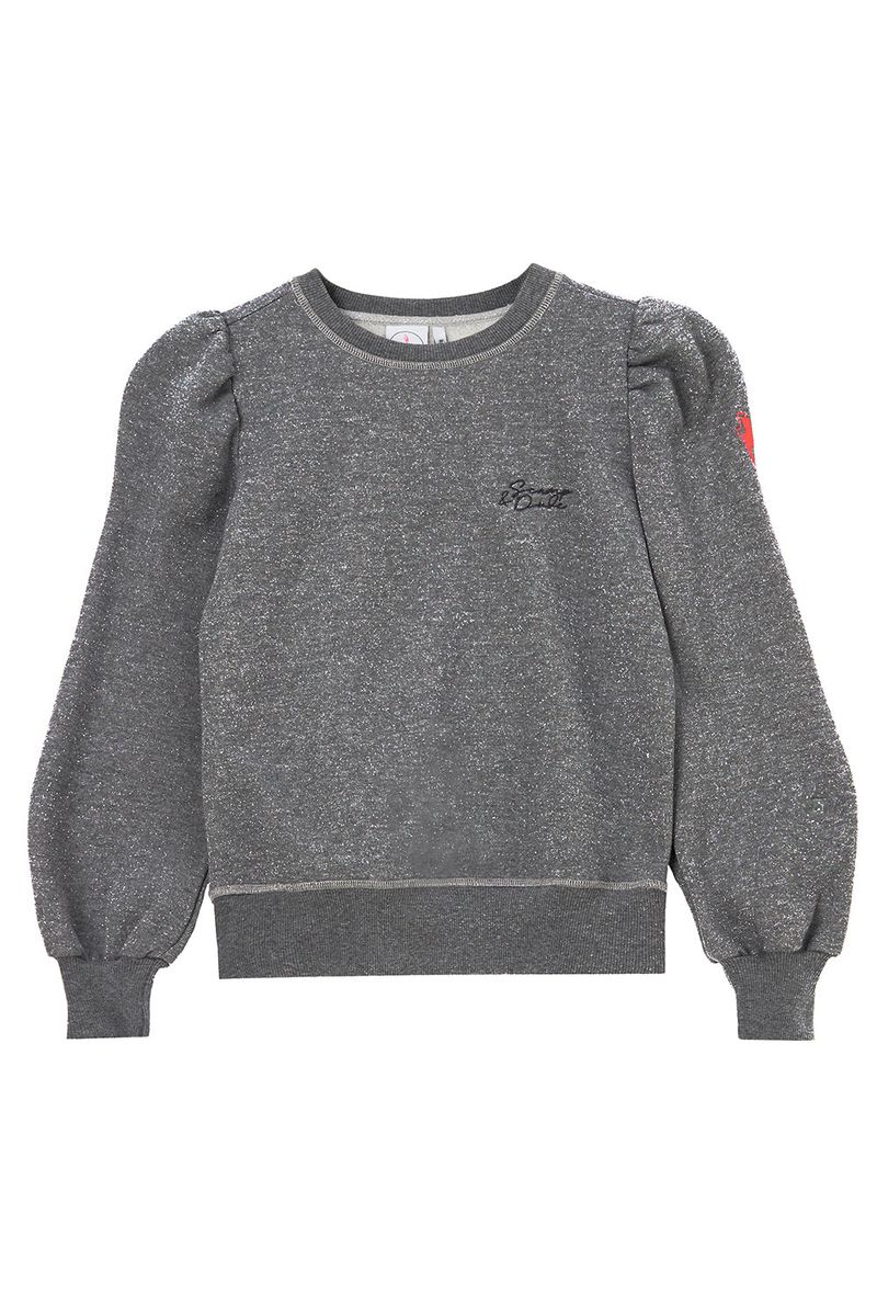 Sweatshirt gris Lurex manches bouffantes