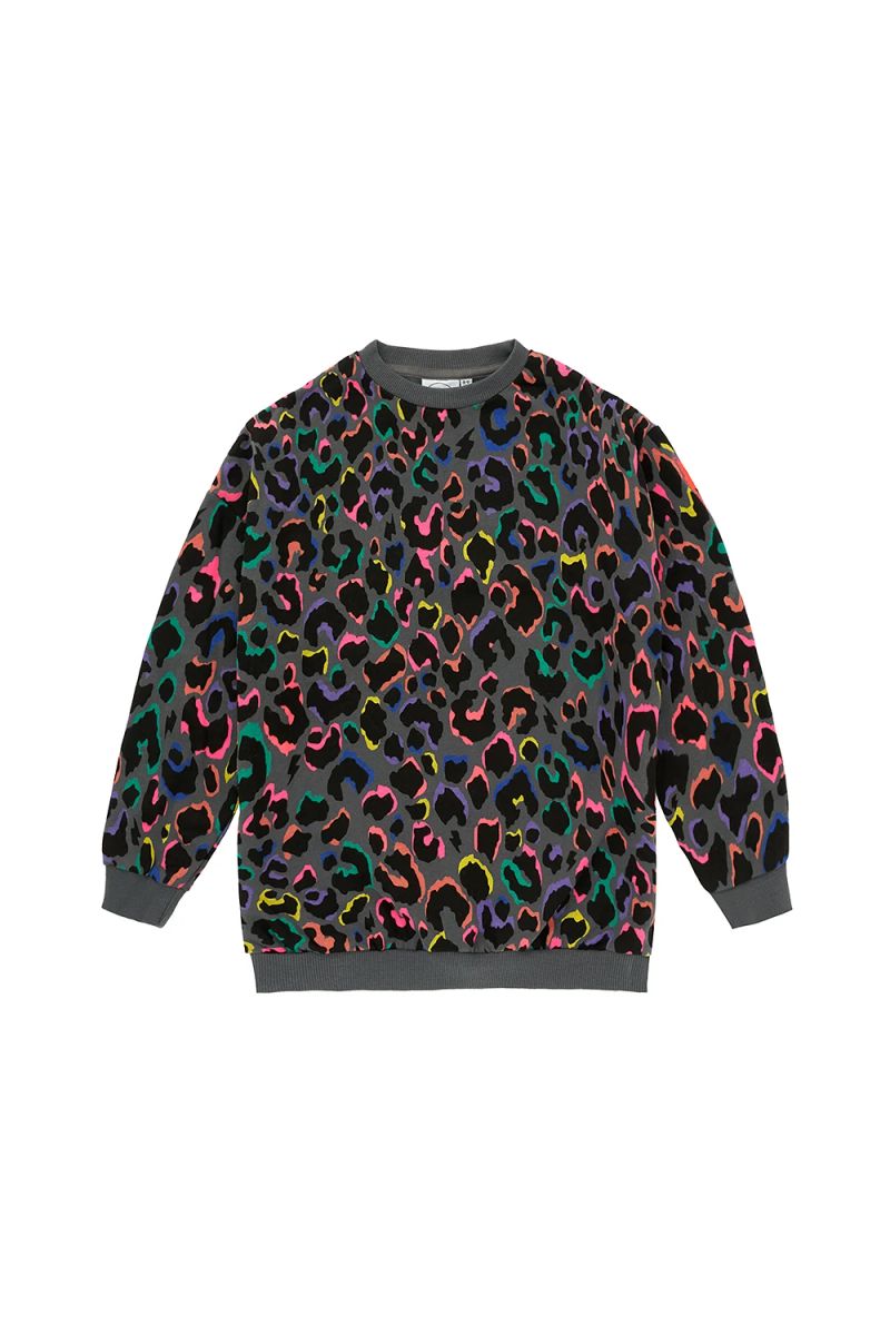 Kids Grijs met Rainbow Shadow Leopard Oversized Sweatshirt