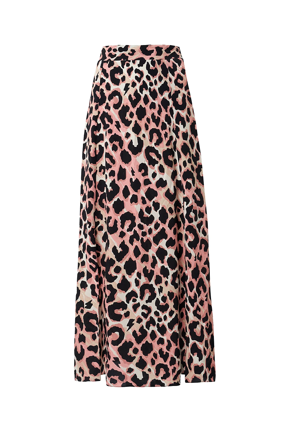 Mixed Neutral with Black Shadow Leopard Split Front Skirt
