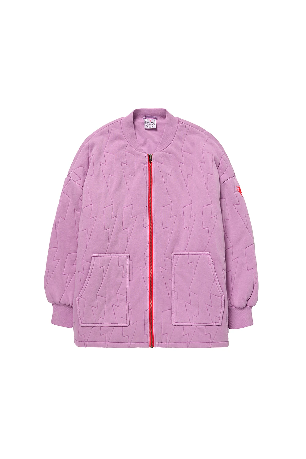 Lilac Lightning Bolt Oversized Quilted Bomber Jacket