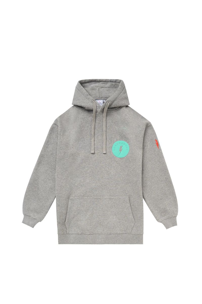 Grigio Melange con Turquoise Smiley Face Longline Hoodie