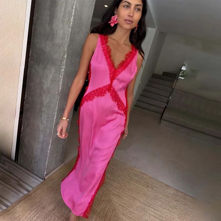 Rosa und Rot Clio Kleid