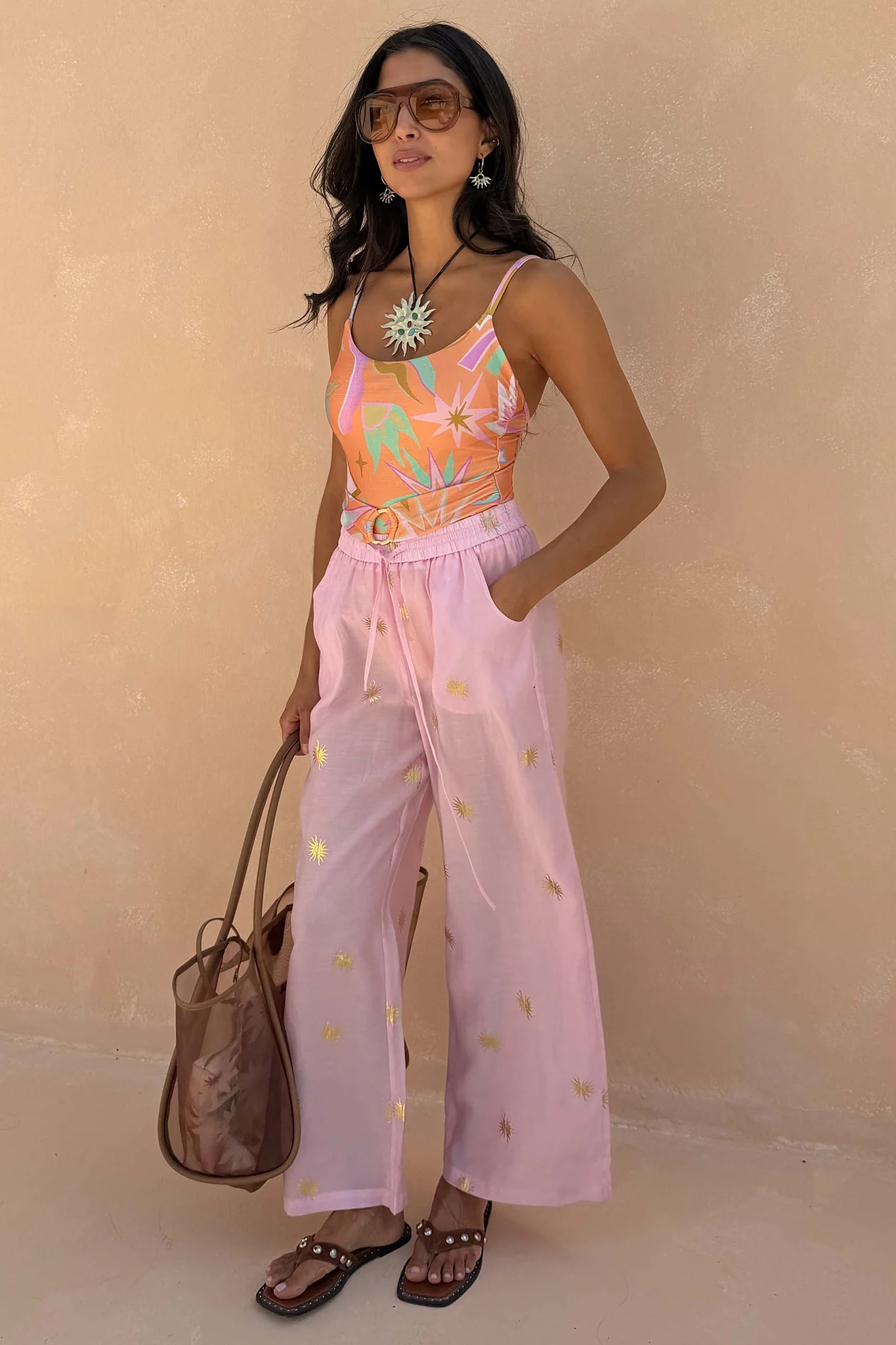 Pink Elissa Trousers with Sun Foil