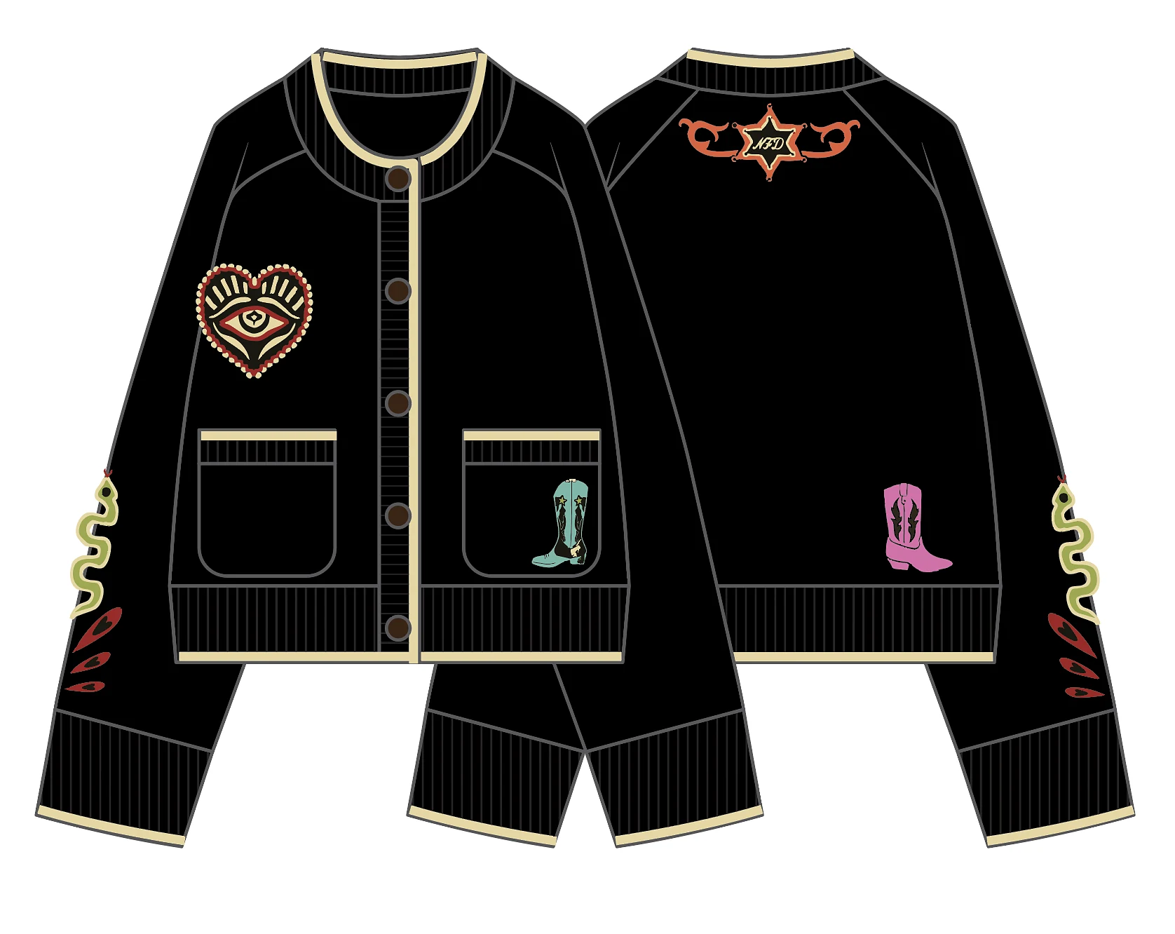 Black Western Cheryl Cardigan